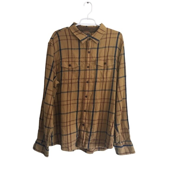 LL Bean Signature Shirt Men's Size XL Tan Plaid Slim Fit Button Up Cotton - Picture 1 of 6